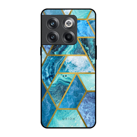 Turquoise Geometrical Marble OnePlus 10T 5G Glass Back Cover Online