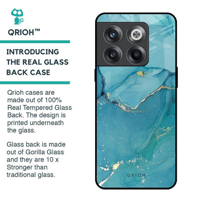 Blue Golden Glitter Glass Case for OnePlus 10T 5G