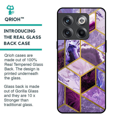 Purple Rhombus Marble Glass Case for OnePlus 10T 5G