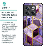 Purple Rhombus Marble Glass Case for OnePlus 10T 5G