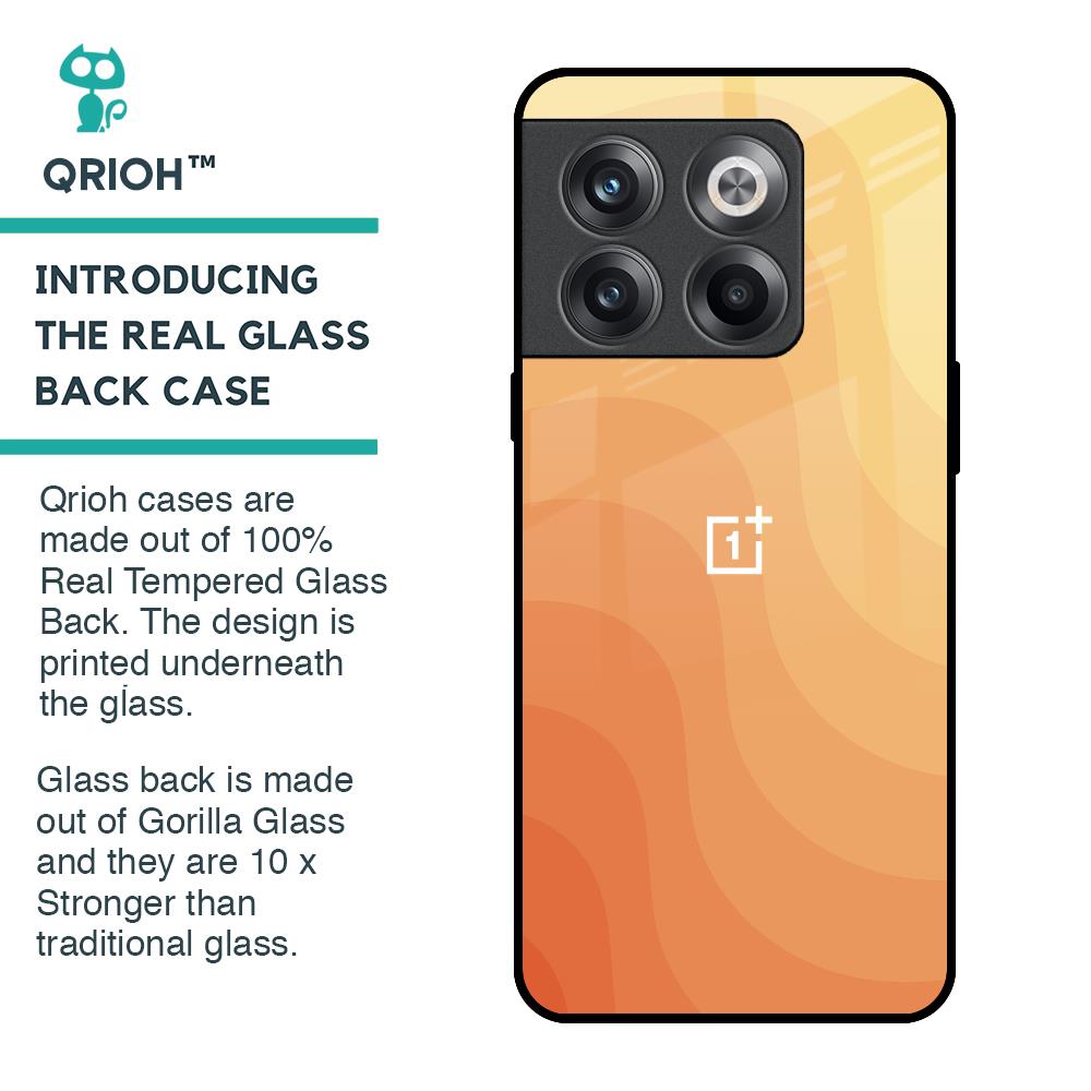 Orange Curve Pattern Glass Case for OnePlus 10T 5G