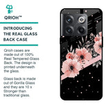Floral Black Band Glass Case For OnePlus 10T 5G