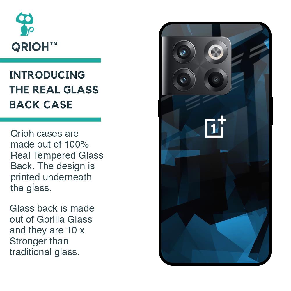 Polygonal Blue Box Glass Case For OnePlus 10T 5G