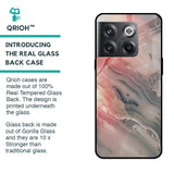 Pink And Grey Marble Glass Case For OnePlus 10T 5G