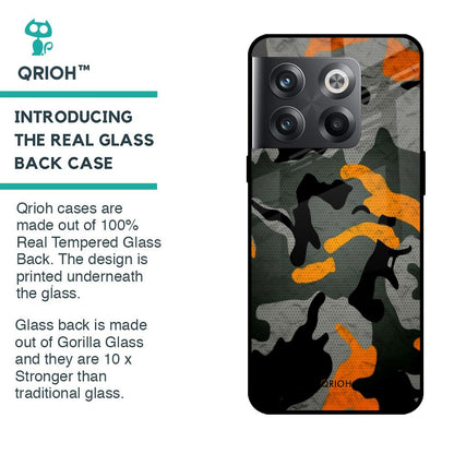 Camouflage Orange Glass Case For OnePlus 10T 5G