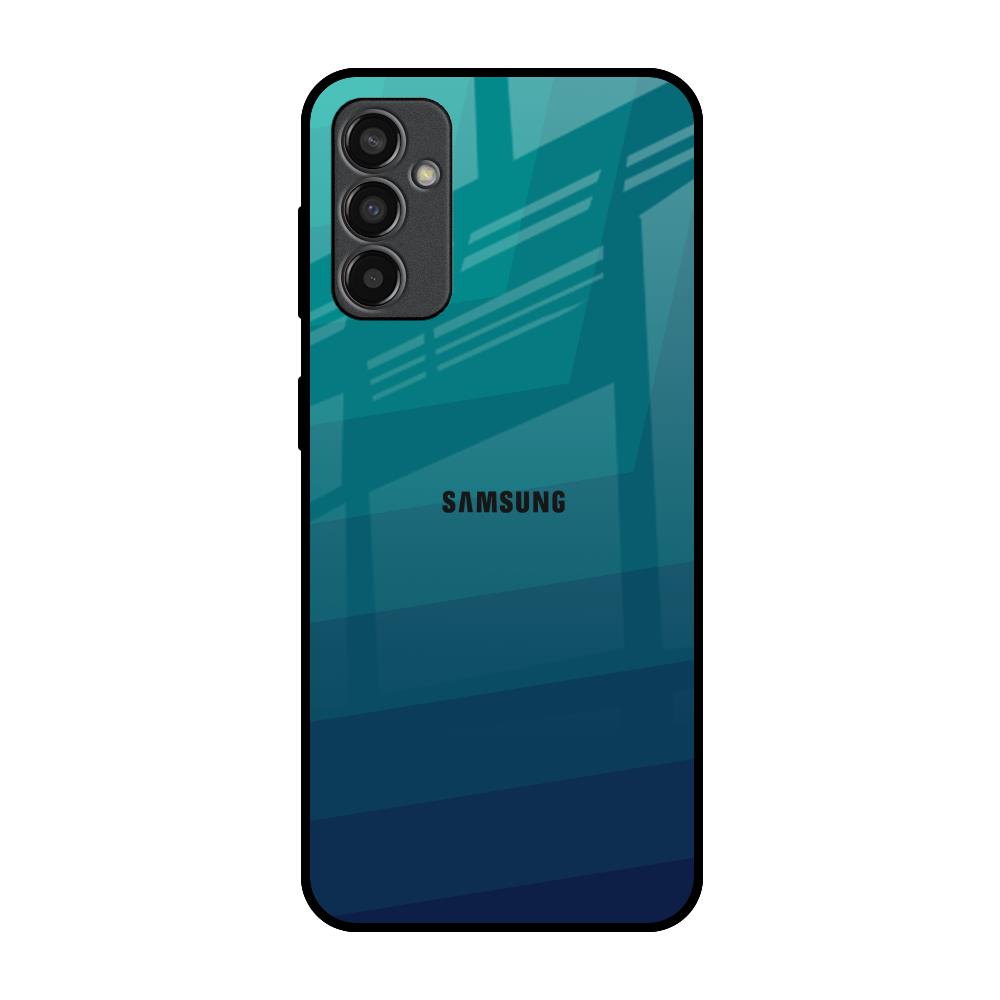 Green Triangle Pattern Samsung Galaxy M13 Glass Back Cover Online