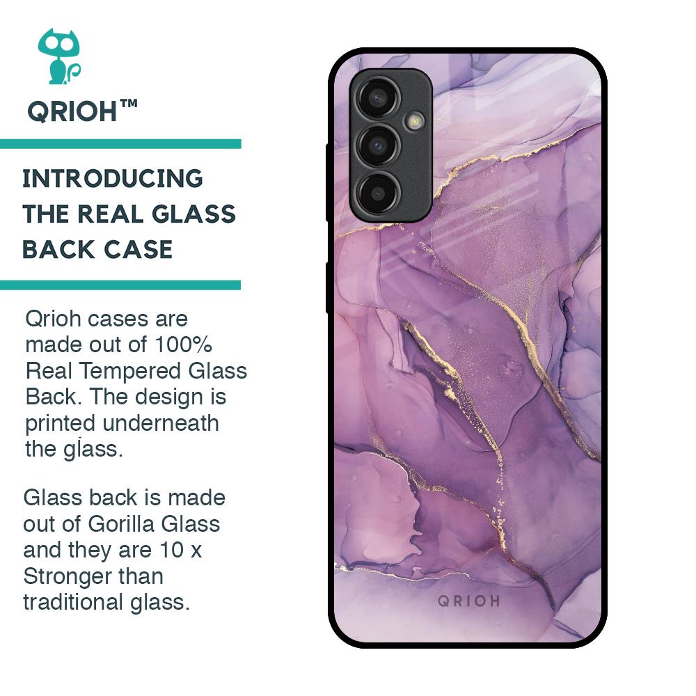 Purple Gold Marble Glass Case for Samsung Galaxy M13