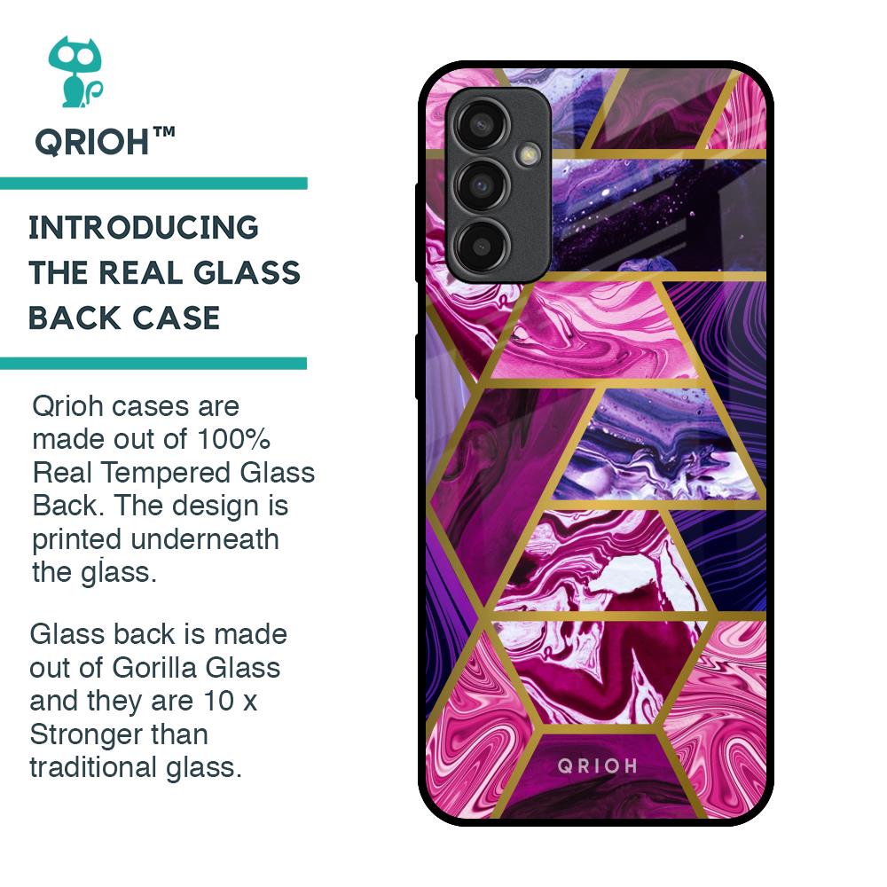 Electroplated Geometric Marble Glass Case for Samsung Galaxy M13