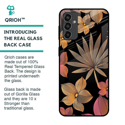 Lines Pattern Flowers Glass Case for Samsung Galaxy M13
