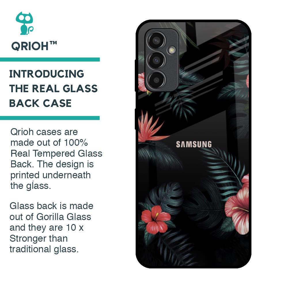 Tropical Art Flower Glass Case for Samsung Galaxy M13