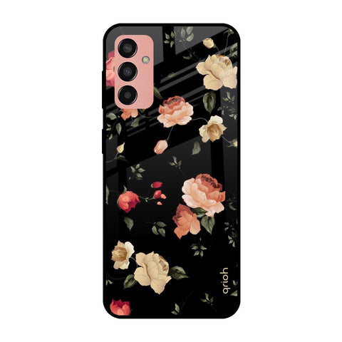 Black Spring Floral Samsung Galaxy M13 Glass Cases & Covers Online