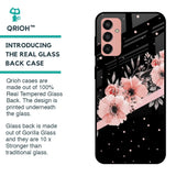Floral Black Band Glass Case For Samsung Galaxy M13