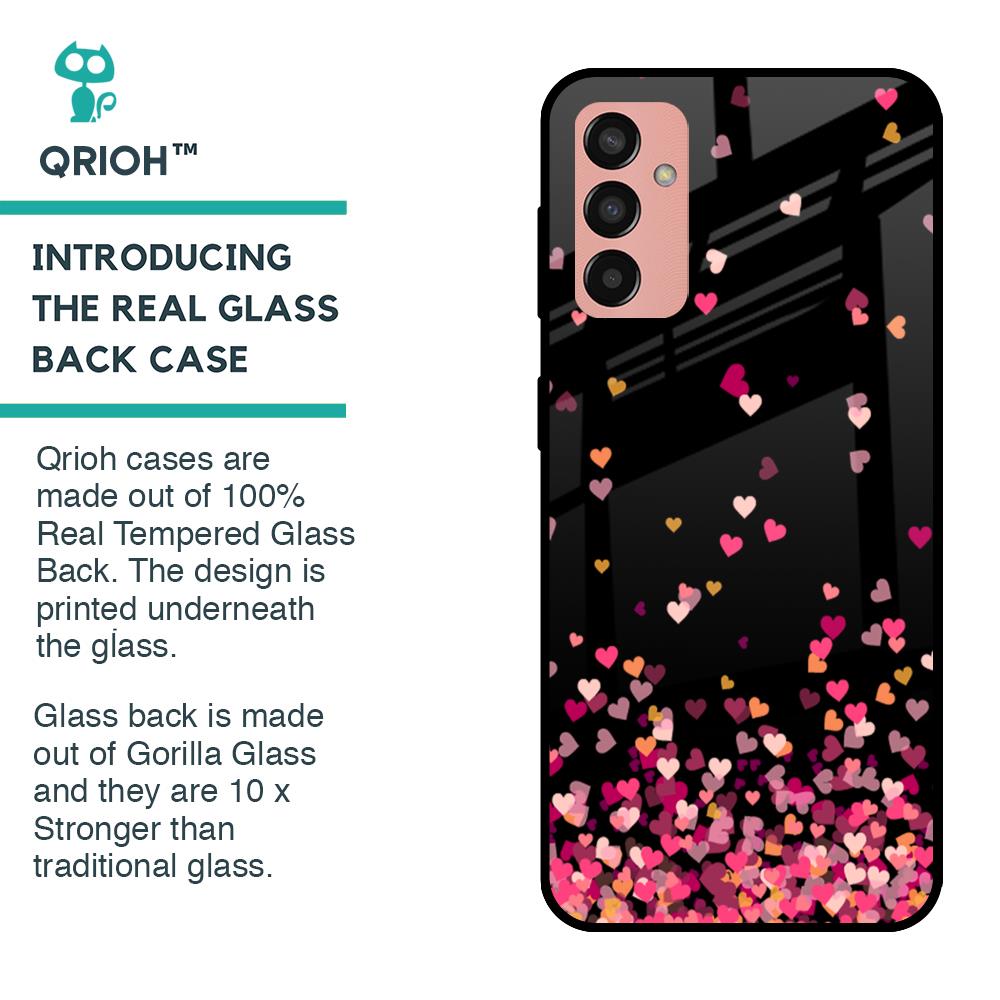 Heart Rain Fall Glass Case For Samsung Galaxy M13