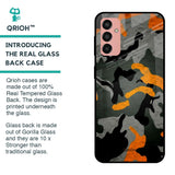 Camouflage Orange Glass Case For Samsung Galaxy M13