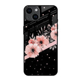 Floral Black Band iPhone 14 Glass Back Cover Online