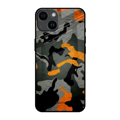 Camouflage Orange iPhone 14 Glass Back Cover Online