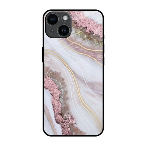 Pink & Gold Gllitter Marble iPhone 14 Glass Back Cover Online