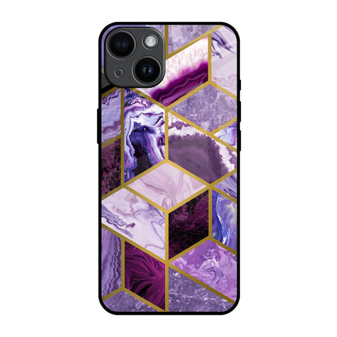 Purple Rhombus Marble iPhone 14 Glass Back Cover Online