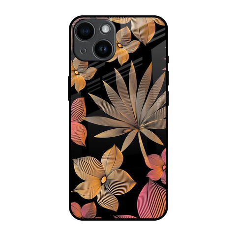 Lines Pattern Flowers iPhone 14 Glass Back Cover Online