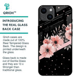 Floral Black Band Glass Case For iPhone 14