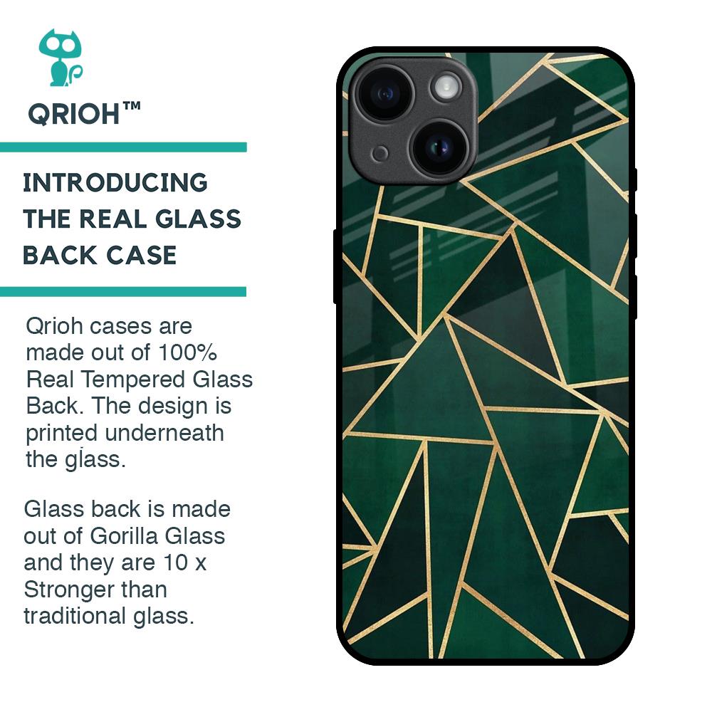 Abstract Green Glass Case For iPhone 14