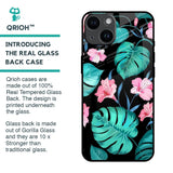 Tropical Leaves & Pink Flowers Glass Case for iPhone 14