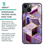 Purple Rhombus Marble Glass Case for iPhone 14