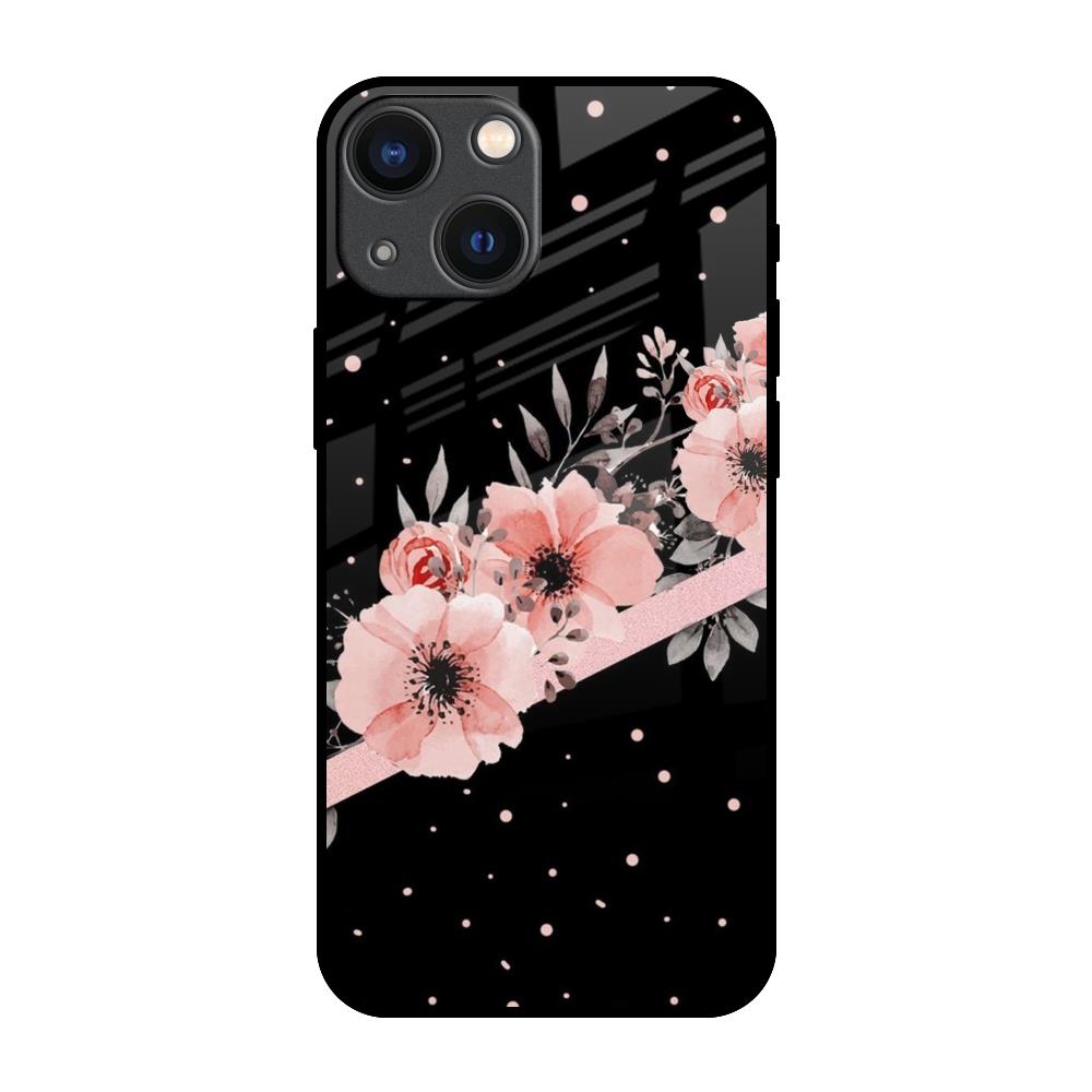 Floral Black Band iPhone 14 Plus Glass Back Cover Online