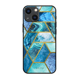 Turquoise Geometrical Marble iPhone 14 Plus Glass Back Cover Online