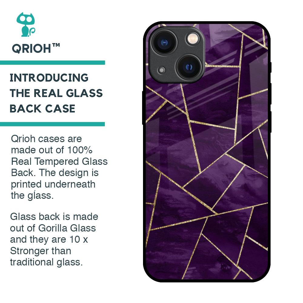 Geometric Purple Glass Case For iPhone 14 Plus