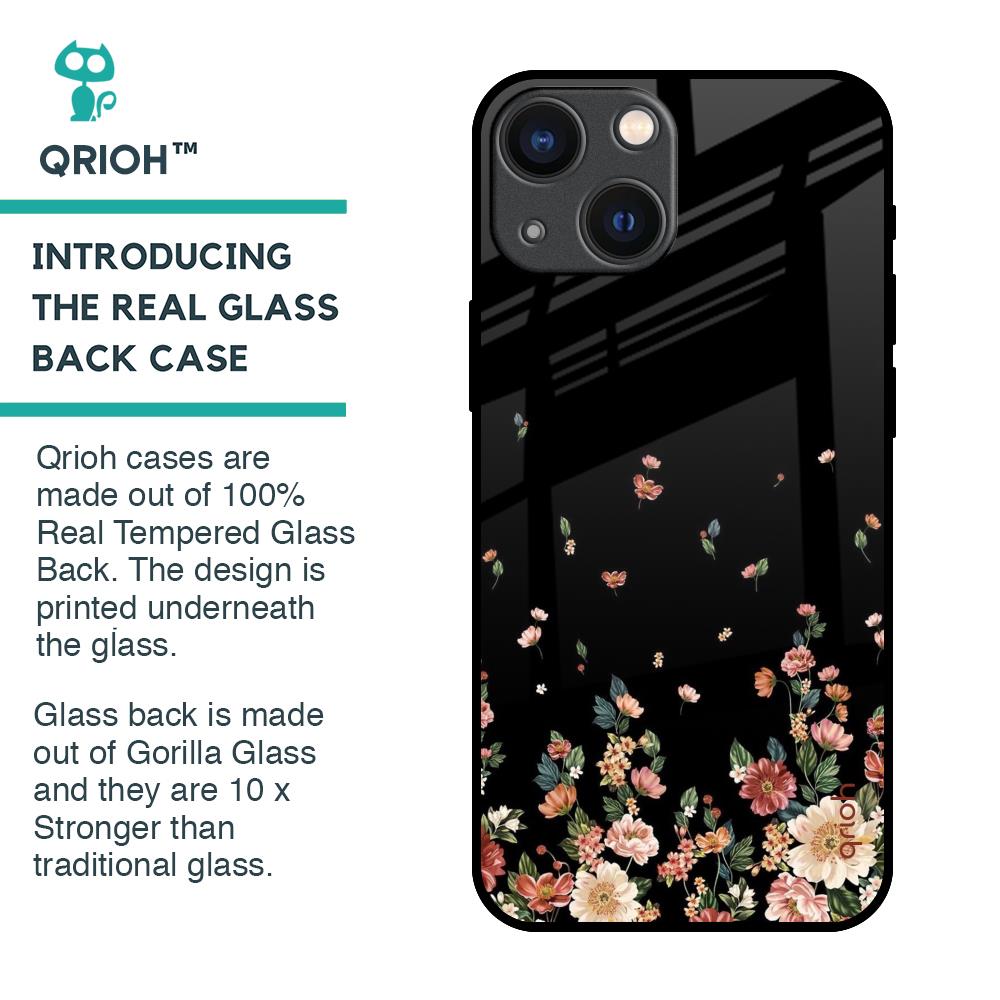 Floating Floral Print Glass Case for iPhone 14 Plus
