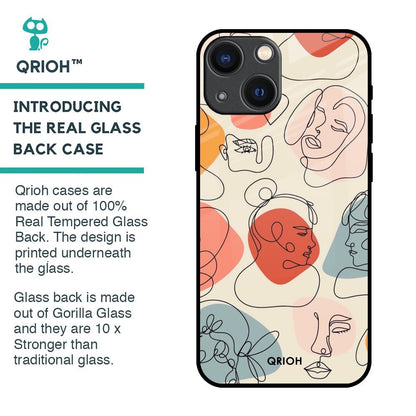 Abstract Faces Glass Case for iPhone 14 Plus