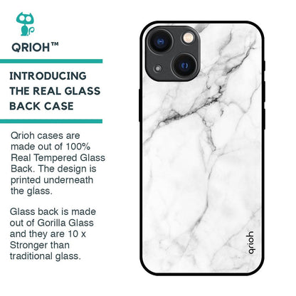 Modern White Marble Glass Case for iPhone 14 Plus