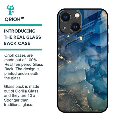 Blue Cool Marble Glass Case for iPhone 14 Plus