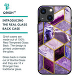 Purple Rhombus Marble Glass Case for iPhone 14 Plus