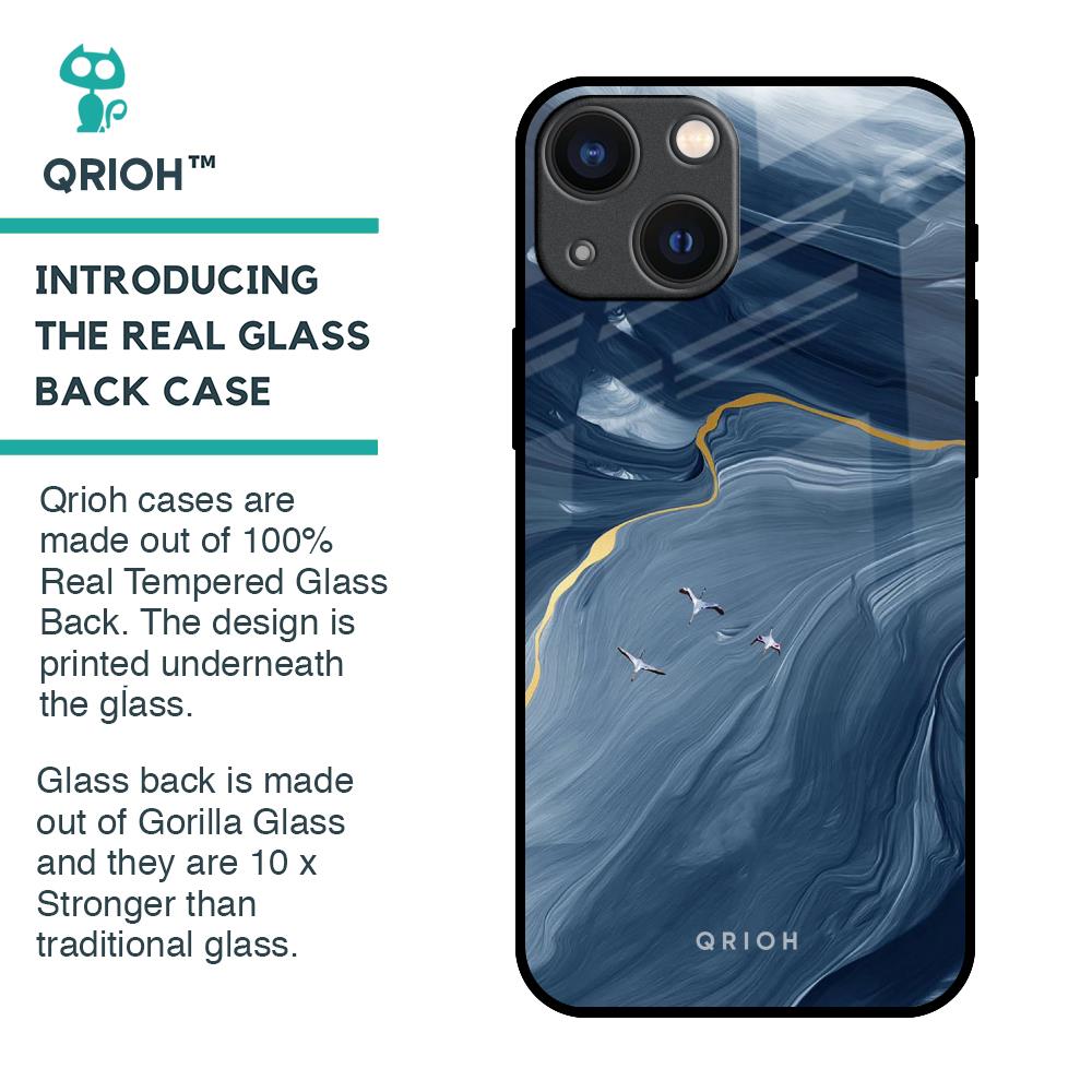 Deep Ocean Marble Glass Case for iPhone 14 Plus