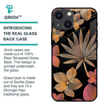 Lines Pattern Flowers Glass Case for iPhone 14 Plus