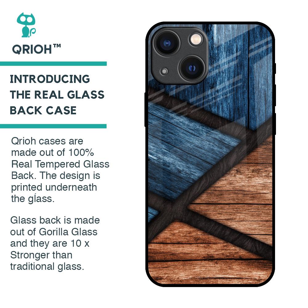 Wooden Tiles Glass Case for iPhone 14 Plus