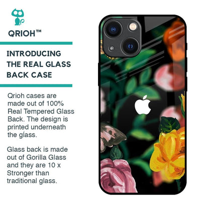 Flowers & Butterfly Glass Case for iPhone 14 Plus