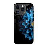 Half Blue Flower iPhone 14 Pro Glass Back Cover Online