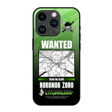 Zoro Wanted iPhone 14 Pro Glass Back Cover Online