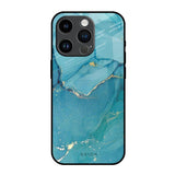 Blue Golden Glitter iPhone 14 Pro Glass Back Cover Online