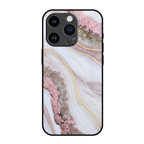 Pink & Gold Gllitter Marble iPhone 14 Pro Glass Back Cover Online