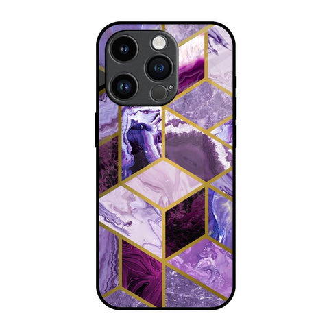 Purple Rhombus Marble iPhone 14 Pro Glass Back Cover Online