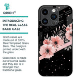 Floral Black Band Glass Case For iPhone 14 Pro