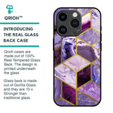 Purple Rhombus Marble Glass Case for iPhone 14 Pro