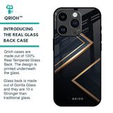 Sleek Golden & Navy Glass Case for iPhone 14 Pro