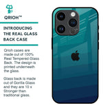 Green Triangle Pattern Glass Case for iPhone 14 Pro