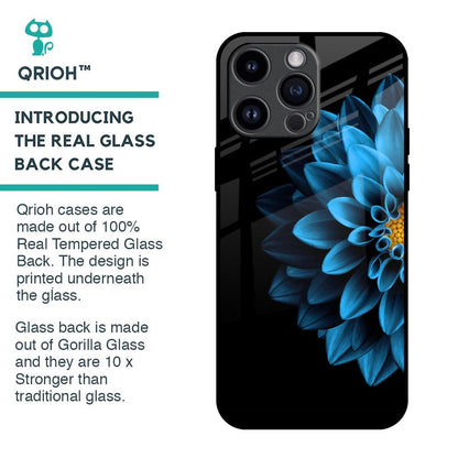 Half Blue Flower Glass Case for iPhone 14 Pro Max