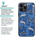 Blue Cheetah Glass Case for iPhone 14 Pro Max